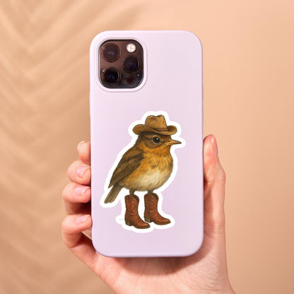 Cowboy wren Sticker, little bird sticker, Wildlife sticker, nature sticker, cowboy boots sticker, bird watcher sticker, woodland sticker