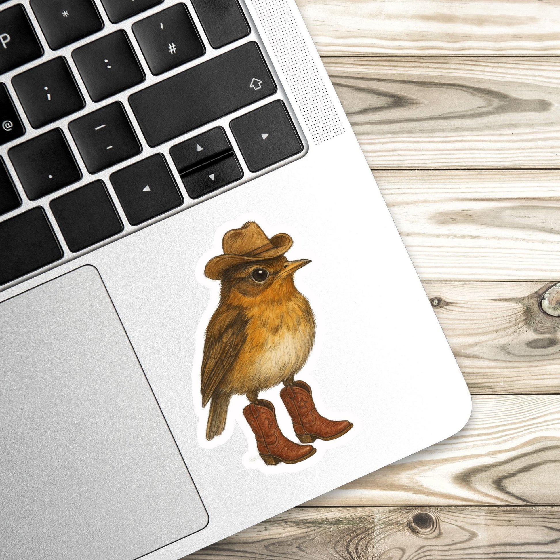 Cowboy wren Sticker, little bird sticker, Wildlife sticker, nature sticker, cowboy boots sticker, bird watcher sticker, woodland sticker