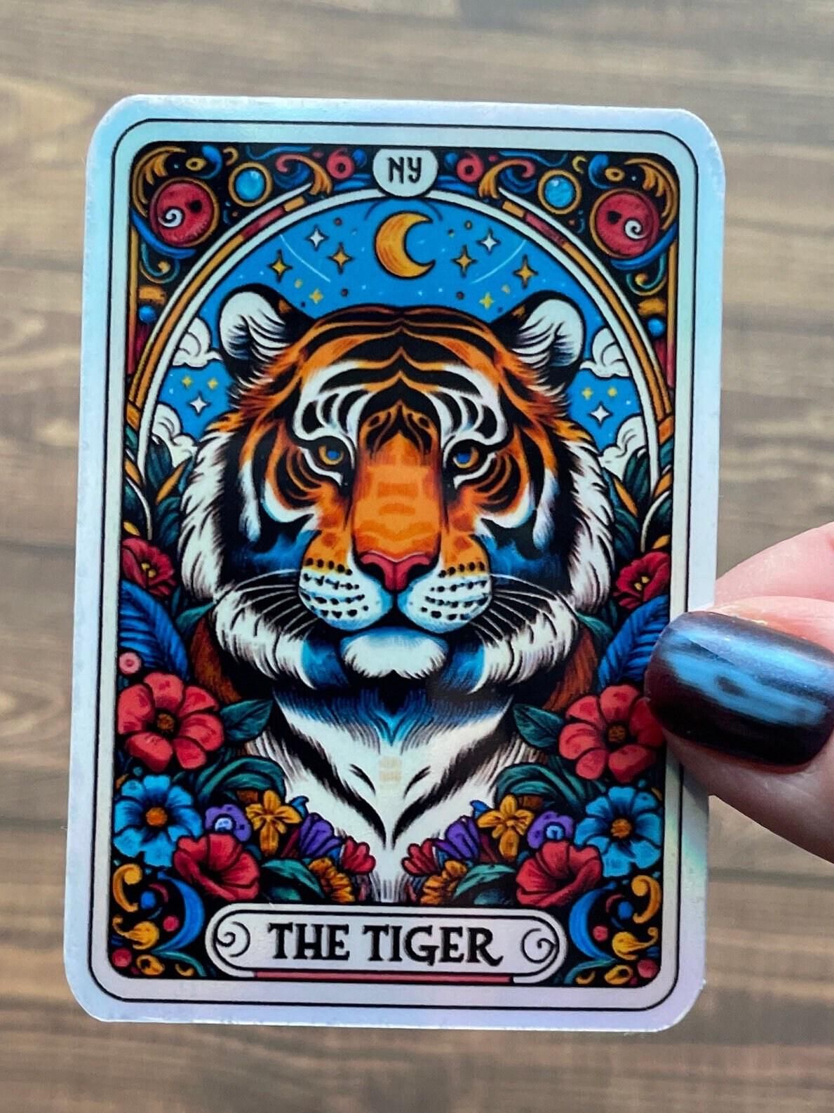 Tiger tarot sticker, booktok sticker, Kindle sticker, tarot sticker, bookish sticker, book lover sticker,