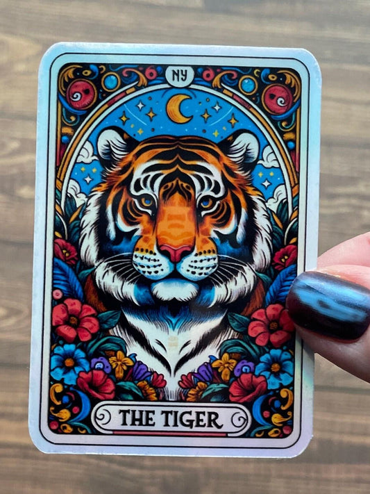 Tiger tarot sticker, booktok sticker, Kindle sticker, tarot sticker, bookish sticker, book lover sticker,