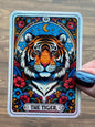 Tiger tarot sticker, booktok sticker, Kindle sticker, tarot sticker, bookish sticker, book lover sticker,