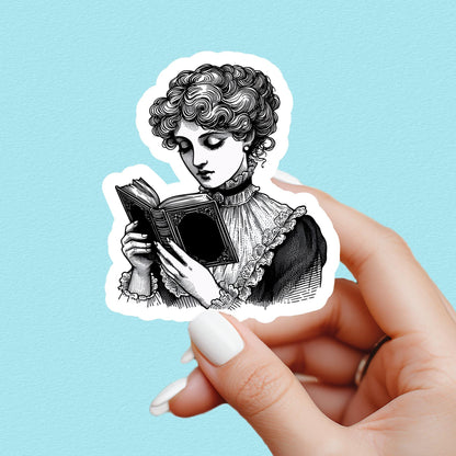Vintage woman reading sticker, Bookish girlie sticker, kindle sticker, book sticker, kindle sticker, bookish sticker, stickers for kindle