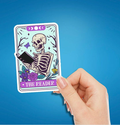 The reader skeleton sticker, the reader, booktok sticker, Kindle sticker, bookish sticker, book lover sticker, kindle addict,