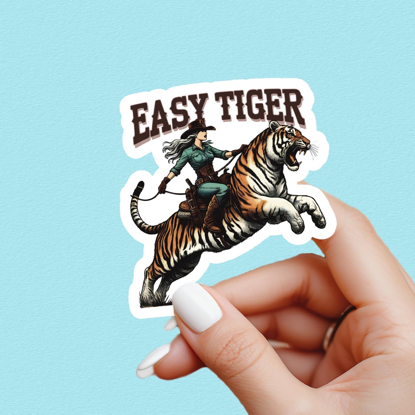 Cowgirl sticker, Western sticker, easy tiger sticker, country sticker, cowboy sticker, book sticker, kindle sticker, stickers for kindle