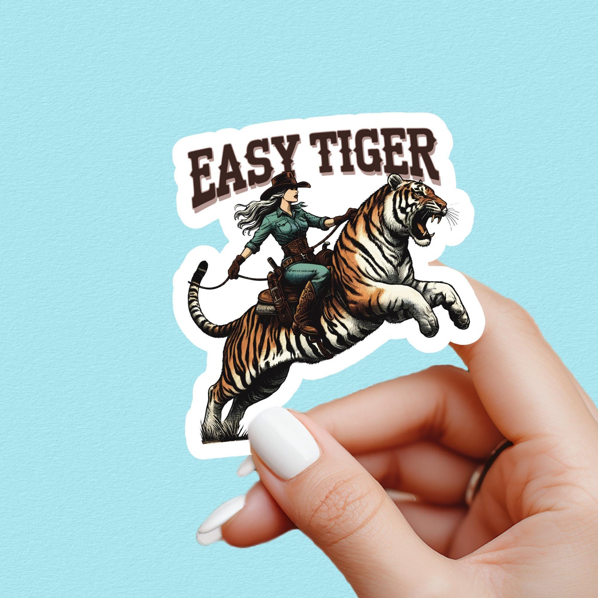 Cowgirl sticker, Western sticker, easy tiger sticker, country sticker, cowboy sticker, book sticker, kindle sticker, stickers for kindle
