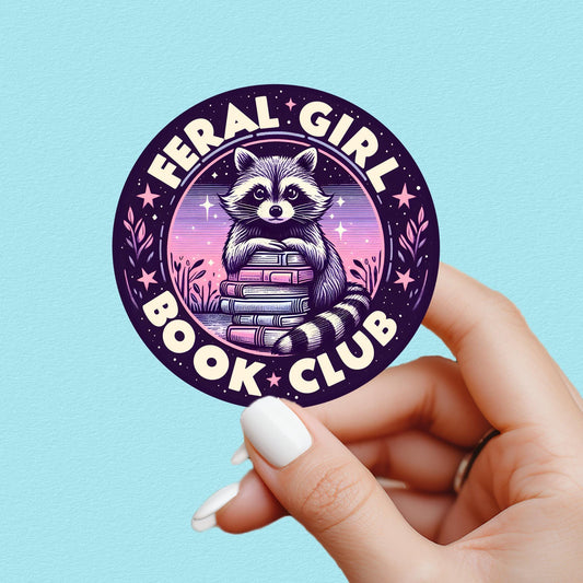 Feral girl book club sticker, bookish girlie sticker, kindle sticker, book sticker, kindle sticker, bookish sticker, book stickers