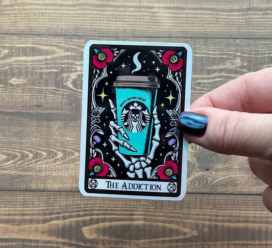 Coffee sticker, gothic sticker, booktok sticker, Kindle sticker, tarot sticker, bookish sticker, book lover sticker,