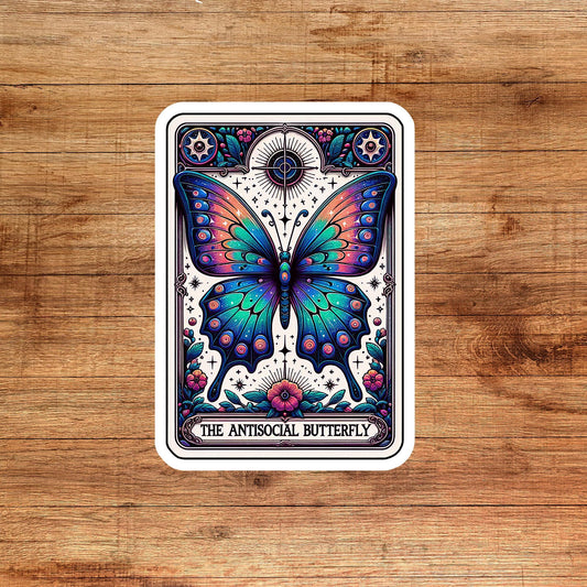Antisocial butterfly sticker, booktok sticker, Kindle sticker, tarot sticker, bookish sticker, book lover sticker,