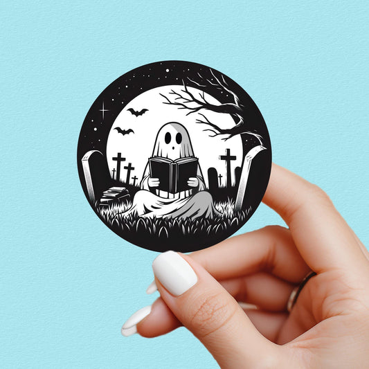 Ghost reading sticker, Halloween sticker, spooky sticker, kindle sticker, book sticker, kindle sticker, bookish sticker, book stickers,