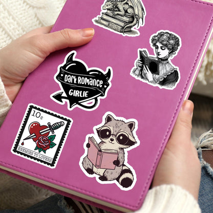 Racoon reading sticker, kindle sticker, book sticker, kindle sticker, bookish sticker, book stickers, stickers for kindle, racoon sticker