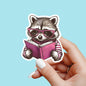 Racoon reading sticker, kindle sticker, book sticker, kindle sticker, bookish sticker, book stickers, stickers for kindle, book merch