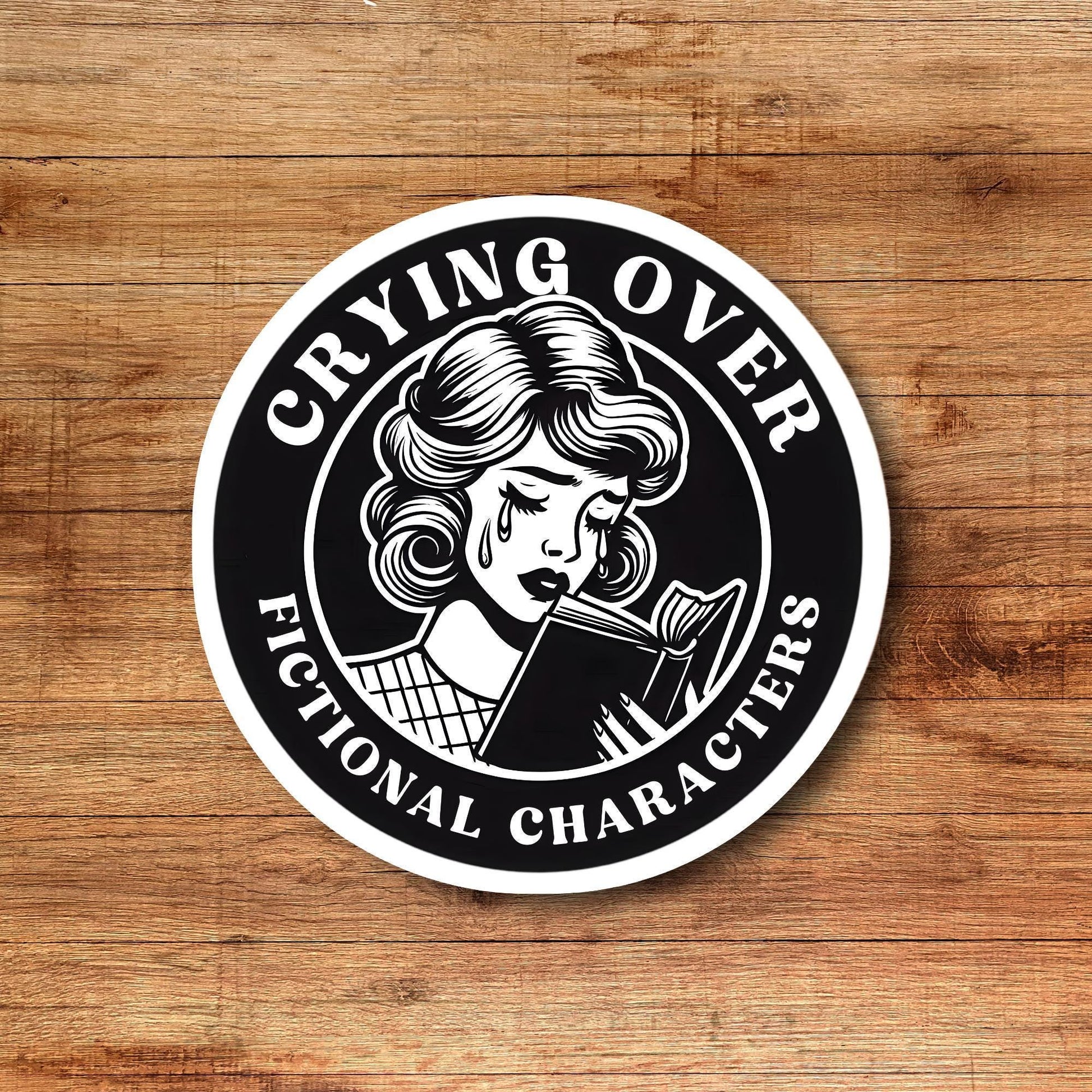 Crying over fictional characters, trendy vintage, sticker, book sticker, kindle sticker, bookish sticker, stickers for kindle,