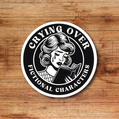 Crying over fictional characters, trendy vintage, sticker, book sticker, kindle sticker, bookish sticker, stickers for kindle,