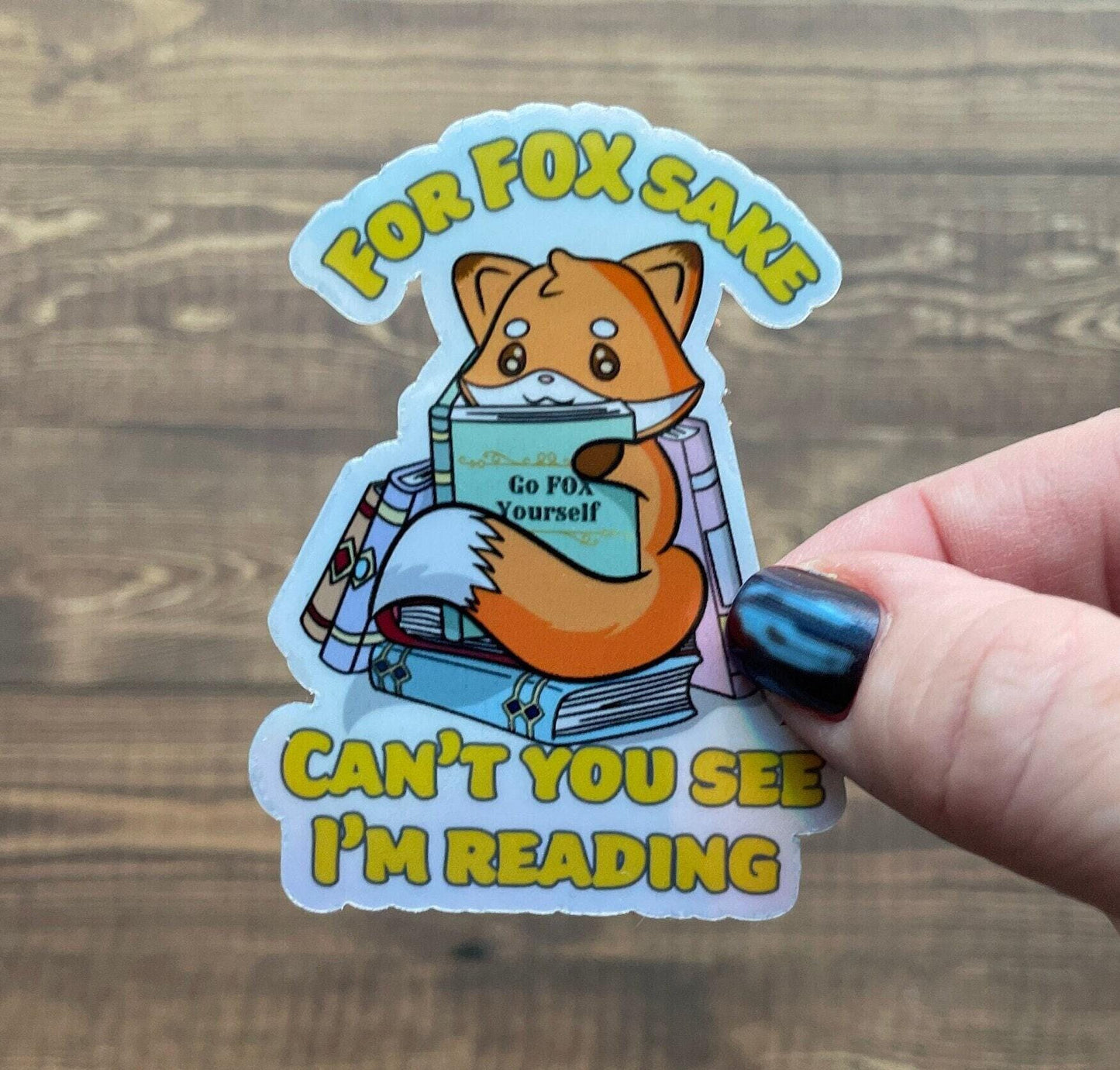 Fox book sticker, fox sticker, sticker, kindle sticker, bookish sticker, book stickers, stickers for kindle, laptop sticker,