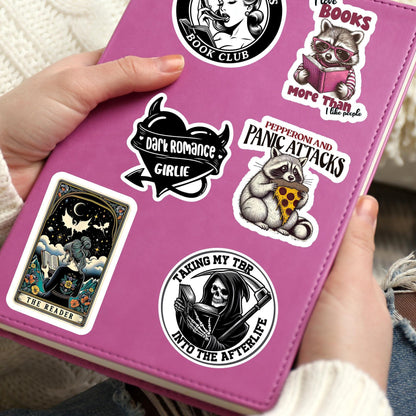 Skeleton sticker, bookish sticker, dark academia, book sticker, kindle sticker, bookish sticker, book stickers, stickers for kindle, book