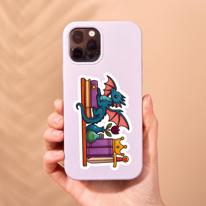 Fantasy bookshelf sticker, Reading sticker, Dragon Book Sticker, fantasy Sticker, Fantasy Bookish Merch, e-reader Kindle Stickers