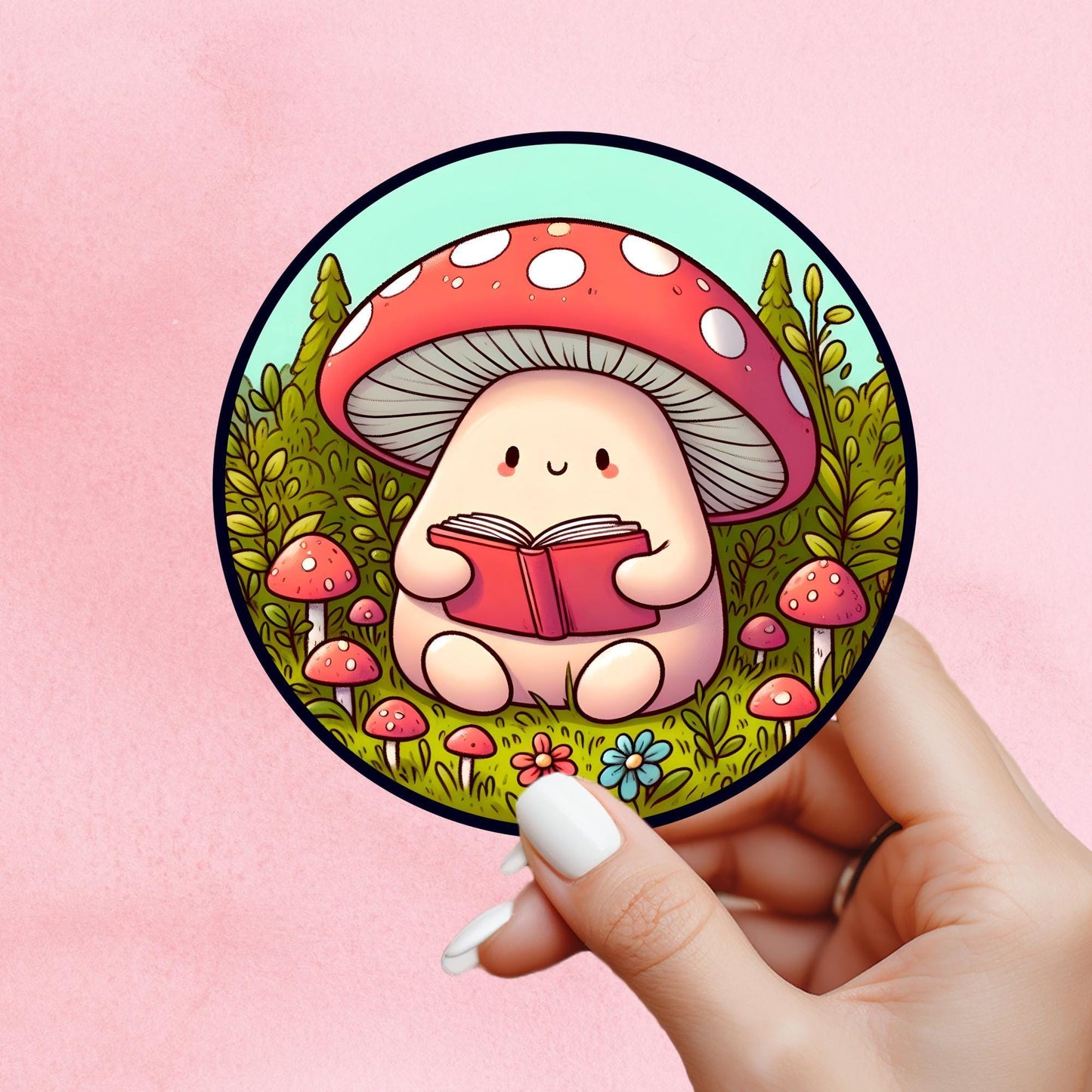 Bookish sticker, mushroom reading sticker, kindle sticker, book sticker, kindle sticker, bookish sticker, book stickers, stickers for kindle