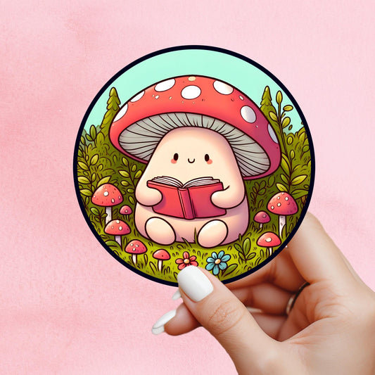 Bookish sticker, mushroom reading sticker, kindle sticker, book sticker, kindle sticker, bookish sticker, book stickers, stickers for kindle
