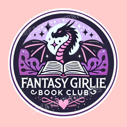 Fantasy girlie sticker, Reading sticker, Dragon Book Sticker, fantasy Sticker, Fantasy Bookish Merch, Kindle Stickers, fantasy book club