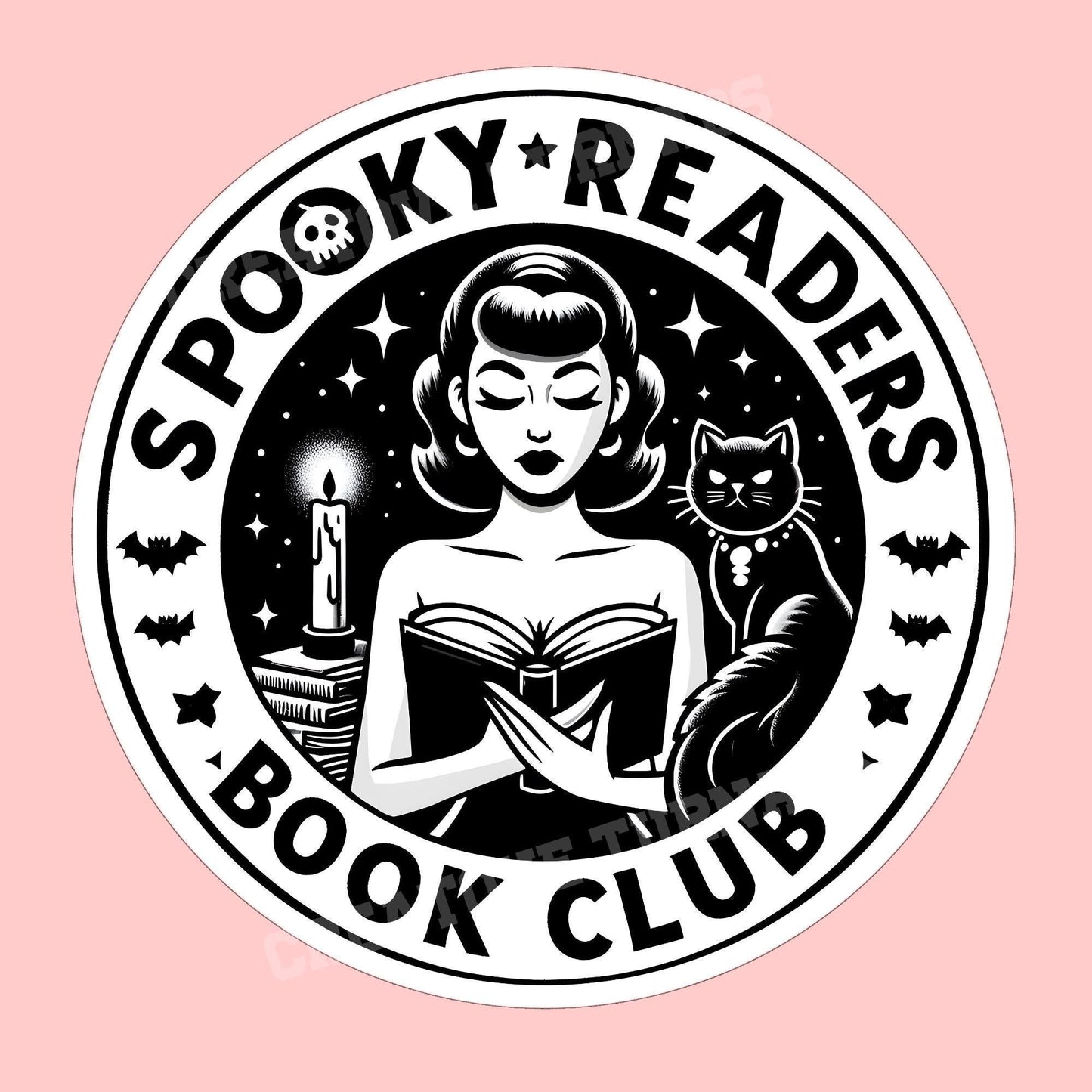 Spooky readers book club sticker, Black cat sticker, Halloween sticker, spooky sticker, book sticker, kindle sticker, bookish sticker,