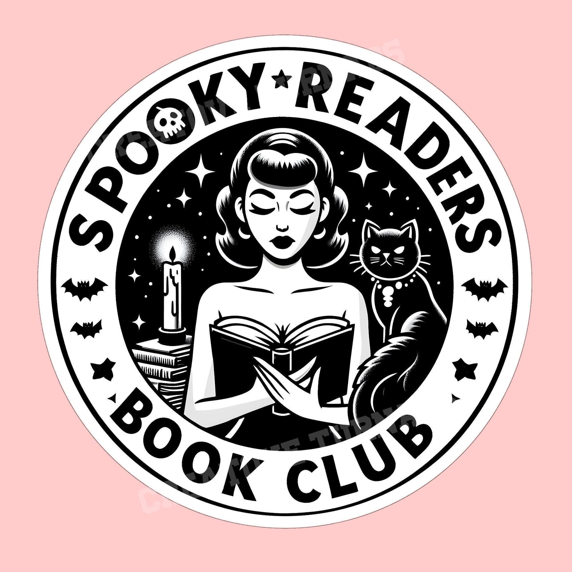 Spooky readers book club sticker, Black cat sticker, Halloween sticker, spooky sticker, book sticker, kindle sticker, bookish sticker,