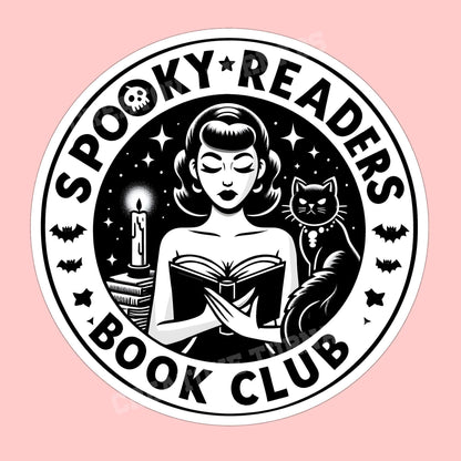 Spooky readers book club sticker, Black cat sticker, Halloween sticker, spooky sticker, book sticker, kindle sticker, bookish sticker,