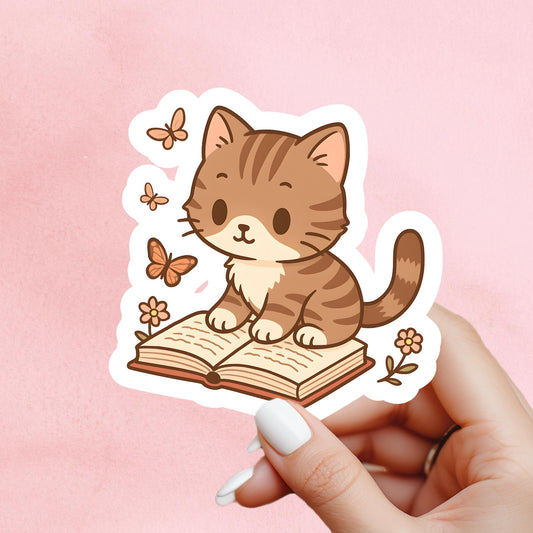 Cat Book Sticker, fantasy cat Sticker, gothic sticker, Fantasy Bookish Merch, Book Lover Gift, Kindle Stickers, black cat sticker