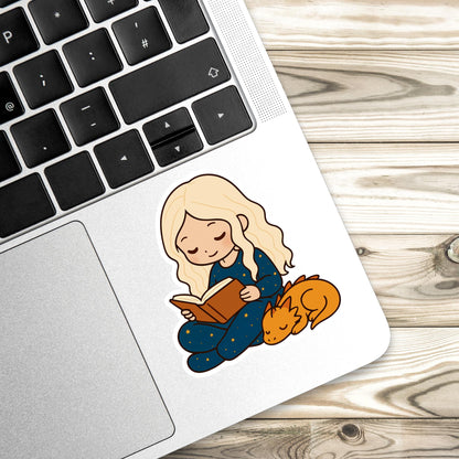 Bookish Girl Vinyl Sticker: Kindle, Laptop, Water Bottle Decal