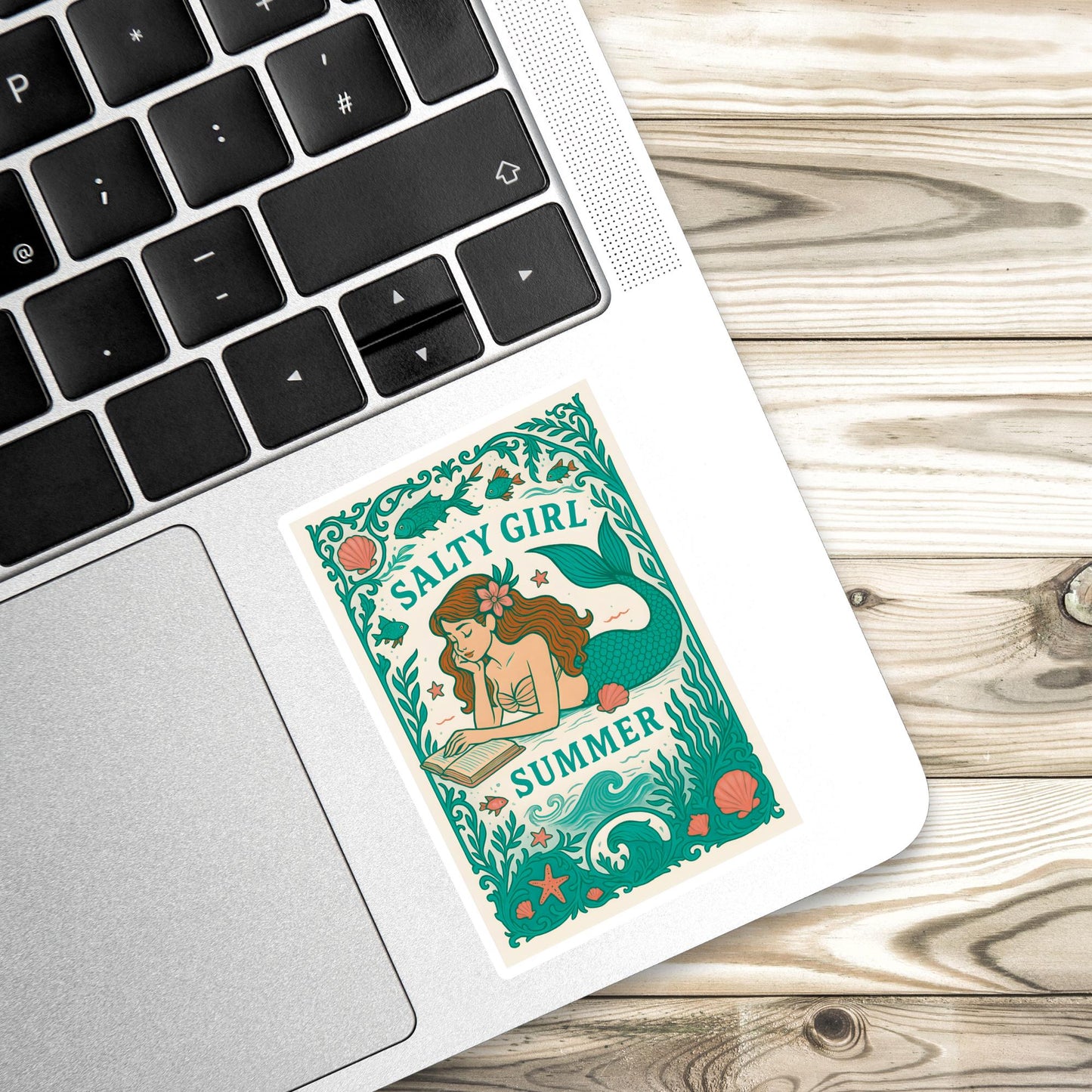 Salty girl bookclub sticker, mermaid sticker, book sticker, kindle sticker, bookish sticker, book stickers, book merch, fantasy sticker