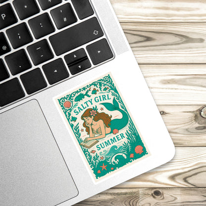 Salty girl bookclub sticker, mermaid sticker, book sticker, kindle sticker, bookish sticker, book stickers, book merch, fantasy sticker