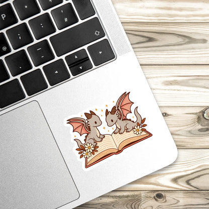 Dragon Book Sticker, Cute Vinyl Sticker, Fantasy Bookish Merch, Book Lover Gift, e-reader Kindle Stickers, Reading Lover, Booktok