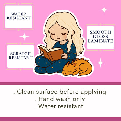 Bookish Girl Vinyl Sticker: Kindle, Laptop, Water Bottle Decal