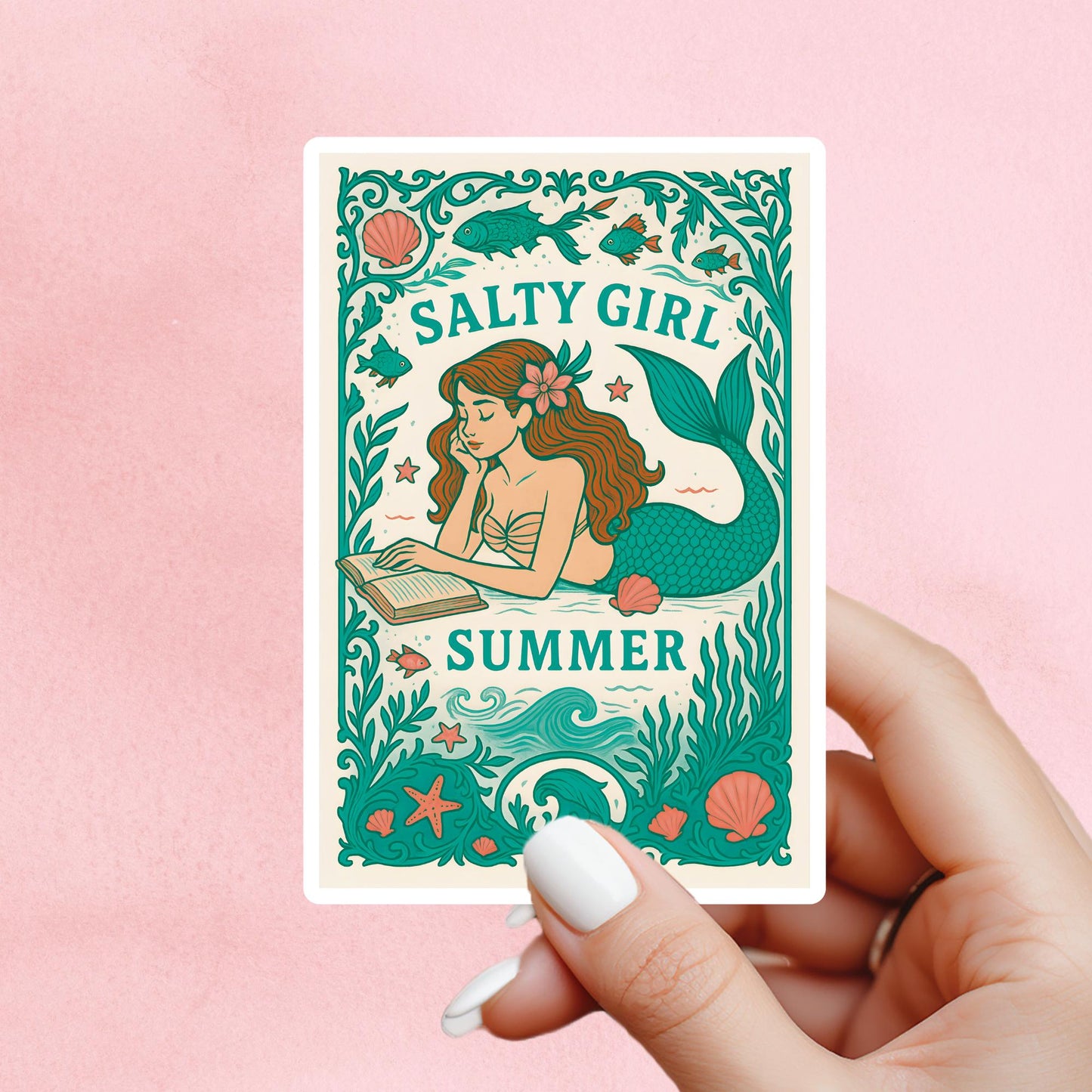 Salty girl bookclub sticker, mermaid sticker, book sticker, kindle sticker, bookish sticker, book stickers, book merch, fantasy sticker