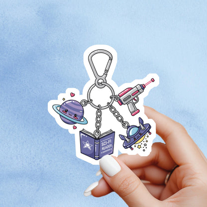 SCFI sticker, science fiction keychain sticker, book sticker, kindle sticker, bookish sticker, stickers for kindle