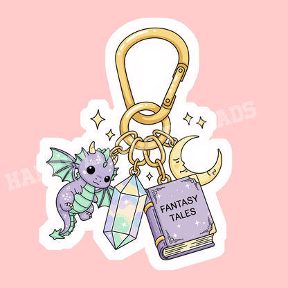 Fantasy Sticker, fantasy key chain sticker, dragon sticker, Book Lover Gift, e-reader Kindle Stickers