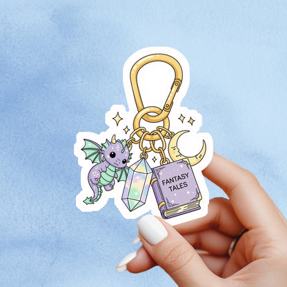 Fantasy Sticker, fantasy key chain sticker, dragon sticker, Book Lover Gift, e-reader Kindle Stickers