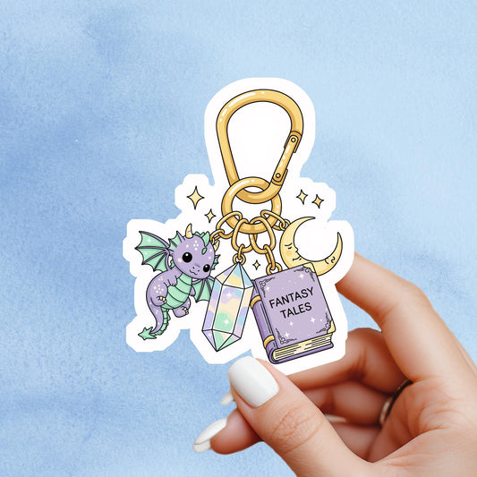 Fantasy Sticker, fantasy key chain sticker, dragon sticker, Book Lover Gift, e-reader Kindle Stickers