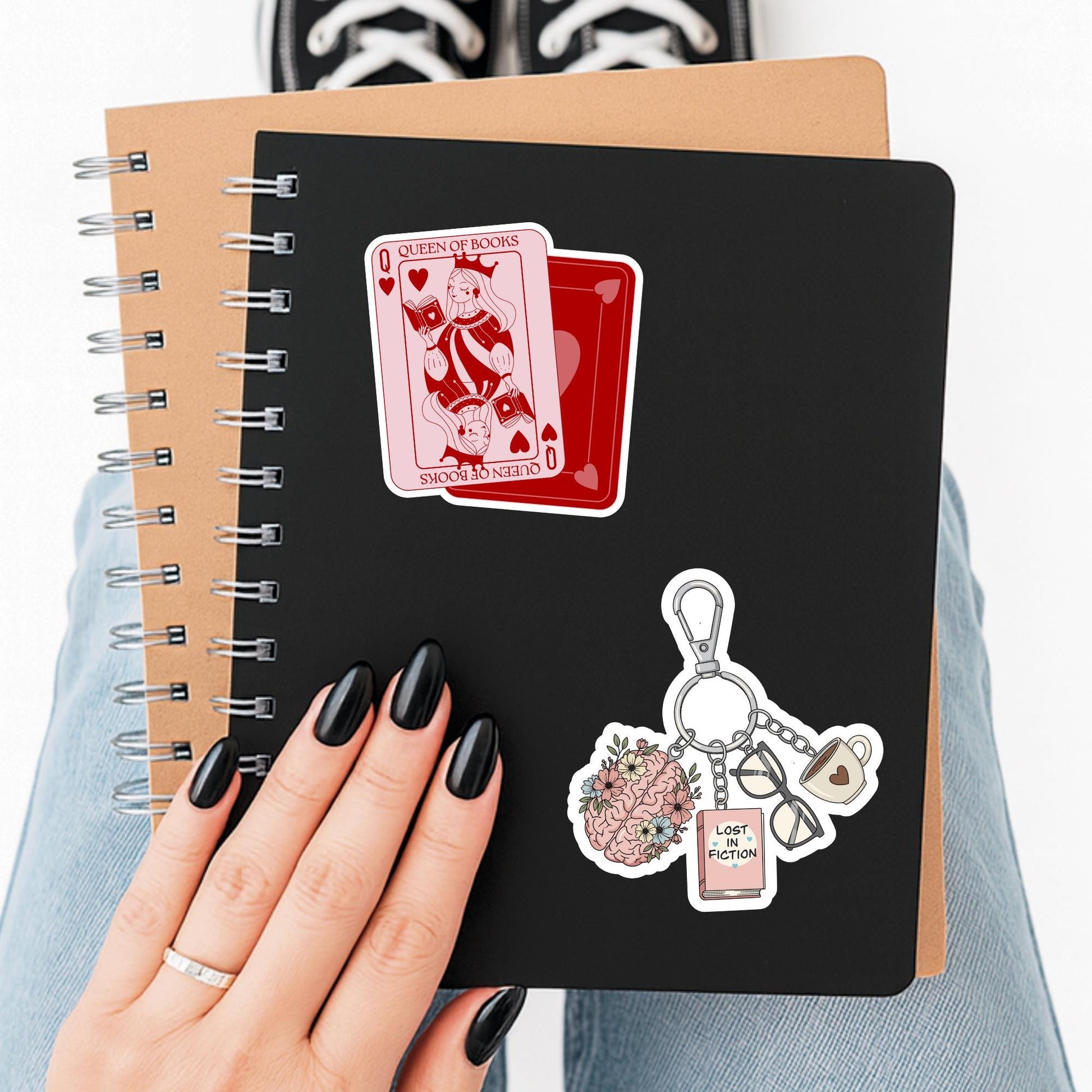 Book lover sticker, lost in fiction sticker, bookish girlie sticker, kindle sticker, stickers for kindle