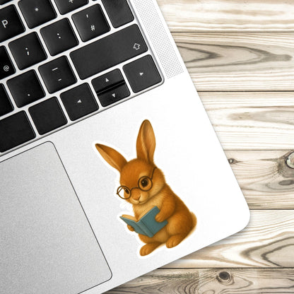 Rabbit reading sticker, Book lover sticker, rabbit sticker, kindle sticker, bookish sticker, book stickers, stickers for kindle, book merch,