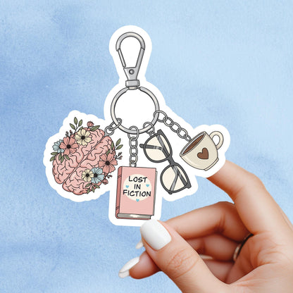Book lover sticker, lost in fiction sticker, bookish girlie sticker, kindle sticker, stickers for kindle