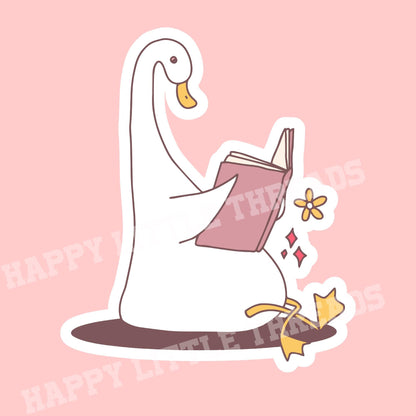 Goose reading sticker, Book lover sticker, kindle sticker, bookish sticker, book stickers, stickers for kindle