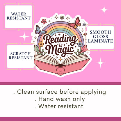 Reading is magic sticker, Book lover sticker, book sticker, kindle sticker, bookish sticker, book stickers, stickers for kindle, book merch,