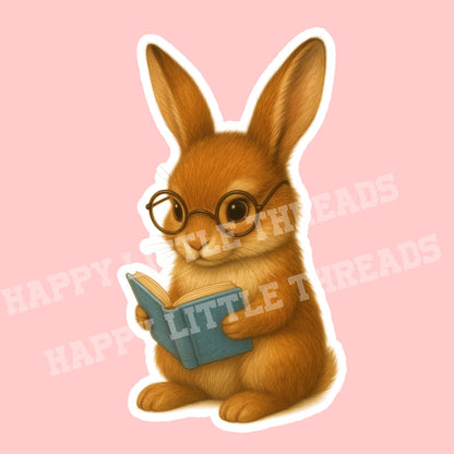 Rabbit reading sticker, Book lover sticker, rabbit sticker, kindle sticker, bookish sticker, book stickers, stickers for kindle, book merch,