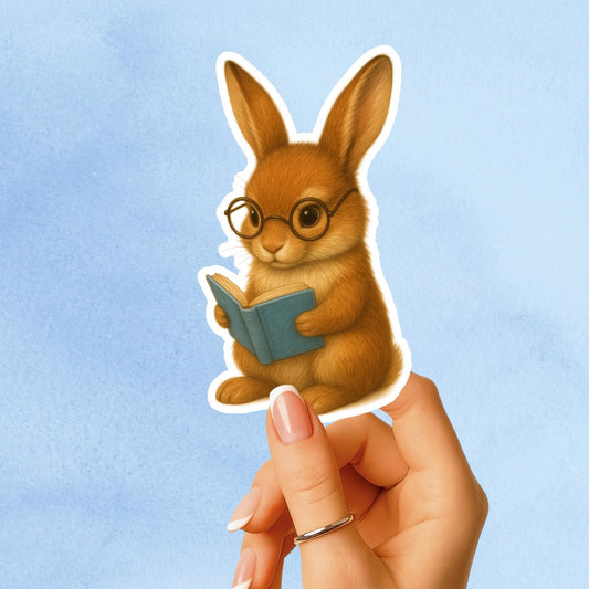 Rabbit reading sticker, Book lover sticker, rabbit sticker, kindle sticker, bookish sticker, book stickers, stickers for kindle, book merch,