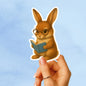Rabbit reading sticker, Book lover sticker, rabbit sticker, kindle sticker, bookish sticker, book stickers, stickers for kindle, book merch,