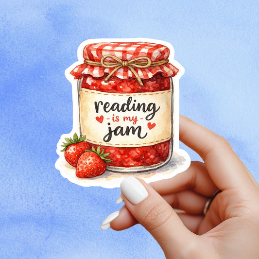 Reading is my jam sticker, kindle sticker, book sticker, fantasy sticker, bookish sticker, book stickers, stickers for kindle, book merch