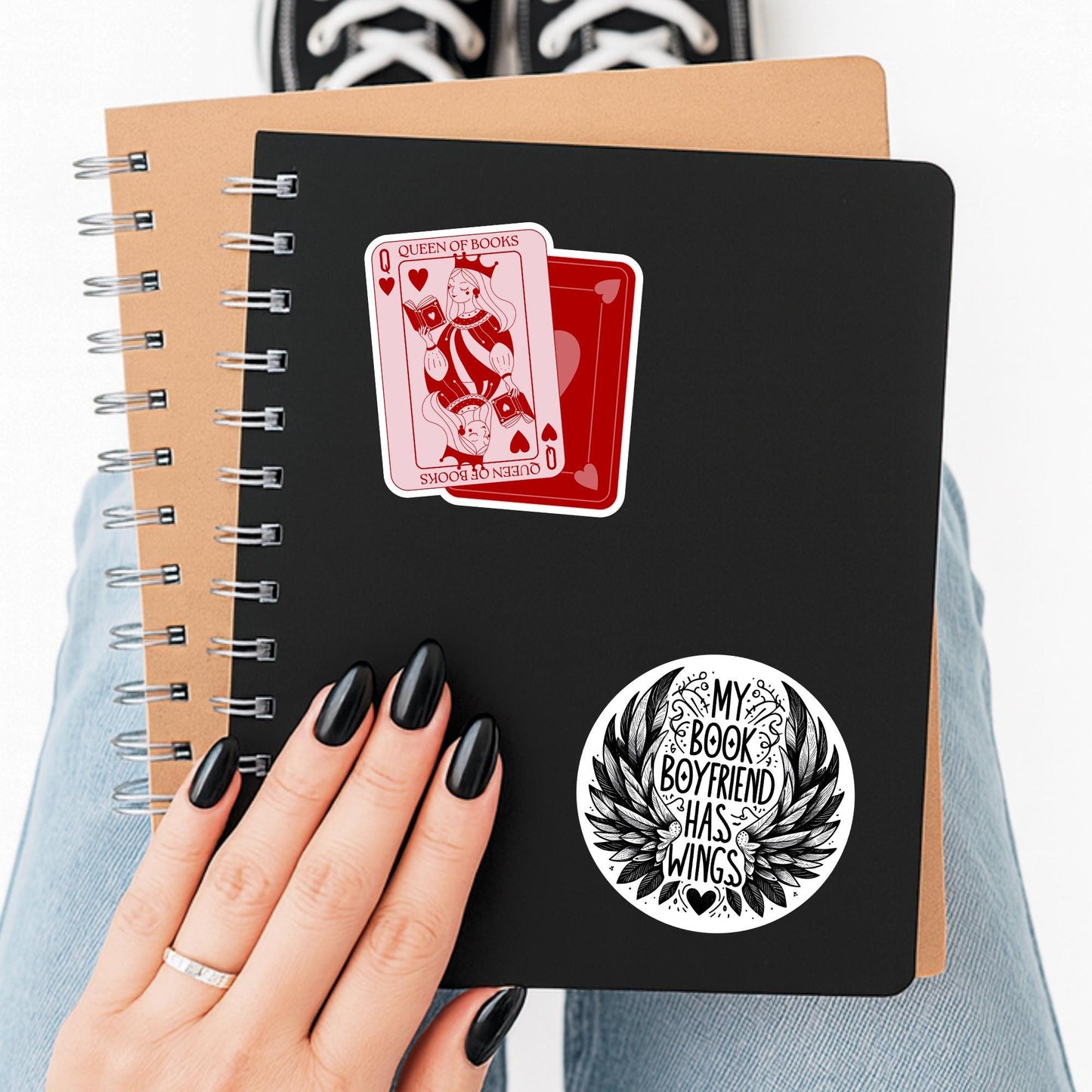 My book boyfriend has wings sticker, fantasy sticker, Morally grey book sticker, kindle sticker, bookish sticker, smut sticker