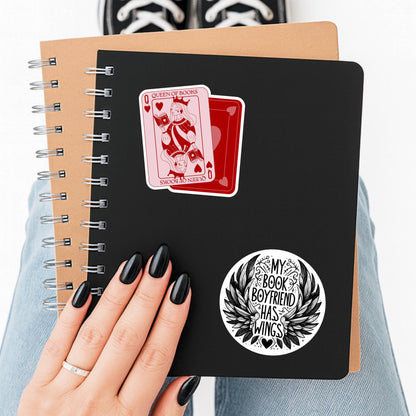 My book boyfriend has wings sticker, fantasy sticker, Morally grey book sticker, kindle sticker, bookish sticker, smut sticker