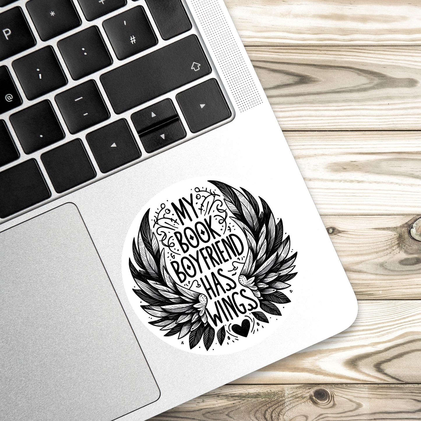 My book boyfriend has wings sticker, fantasy sticker, Morally grey book sticker, kindle sticker, bookish sticker, smut sticker