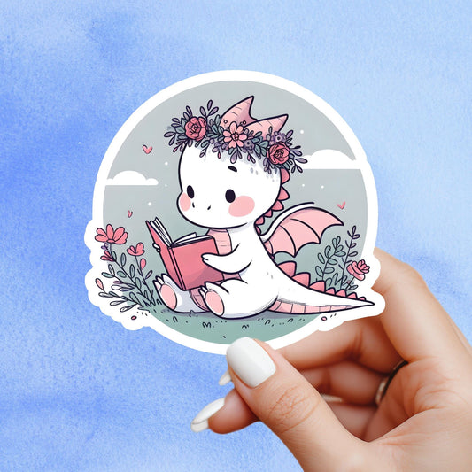 Dragon Book Sticker, witch Sticker, gothic sticker, Fantasy Bookish Merch, Book Lover Gift, e-reader Kindle Stickers, Reading Lover,